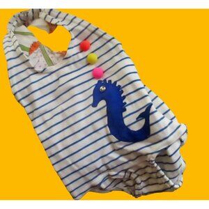 Vintage 1980's GIRLS 3x NYLON STRETCH SEAHORSE 1 Piece swim suit CASTAWAYS new